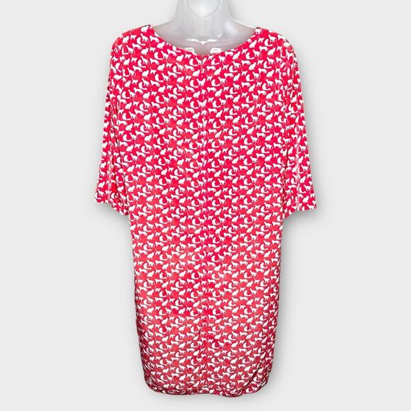 GAP Coral & White Kitty Cat Shift Dress Size Medium Novelty Print Summer - Picture 3 of 6